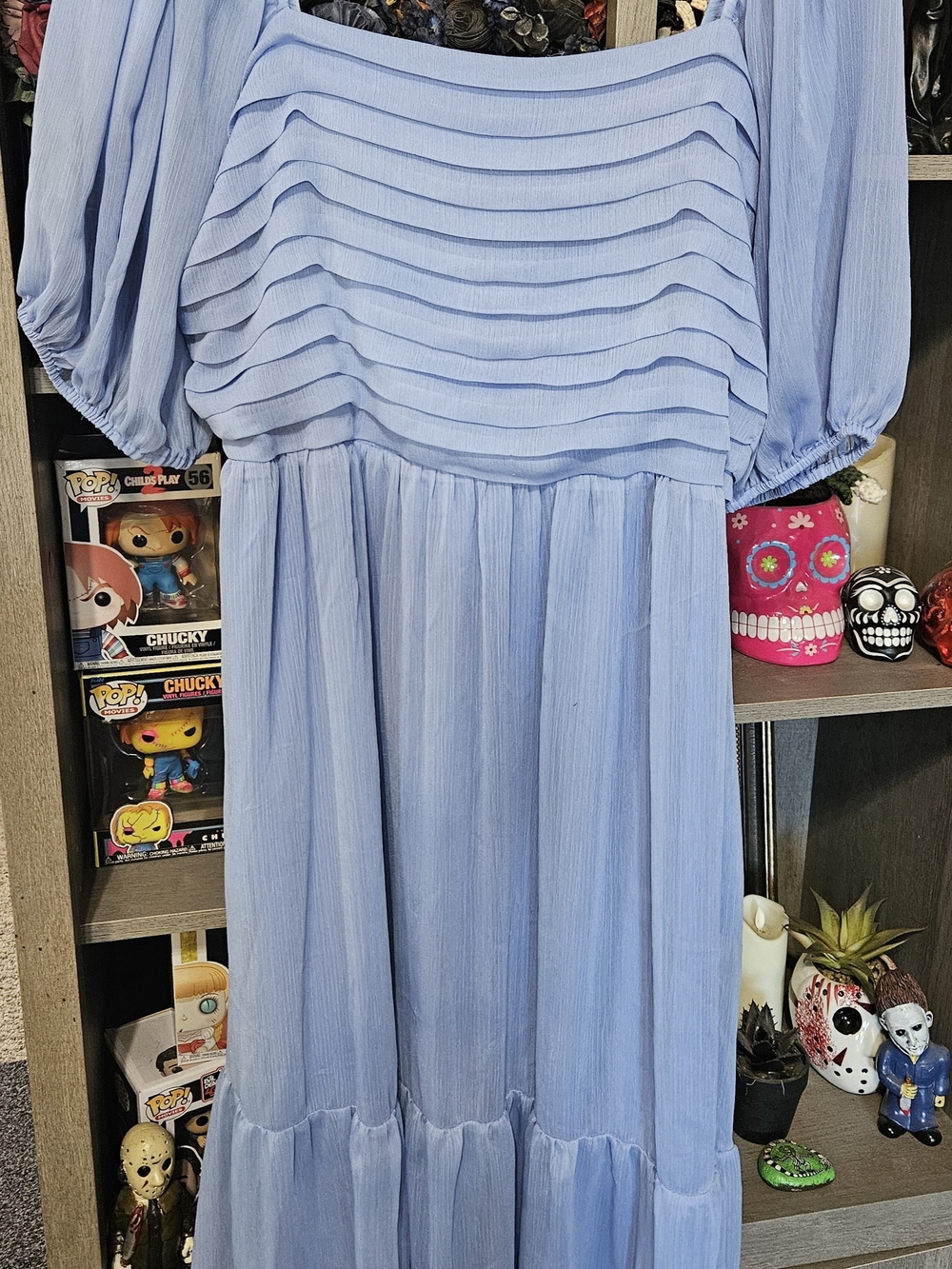 Lauren Conrad Womens Light Blue Tiered Ruffle Dress